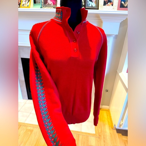 OBERMEYER Vintage 100% Wool Red Sweater VGVC - Picture 1 of 11